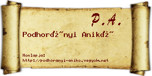 Podhorányi Anikó névjegykártya