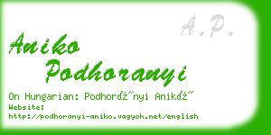 aniko podhoranyi business card